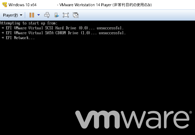 EFI VMware Virtual SCSI Hard Drive (0.0)... unsucccessful
