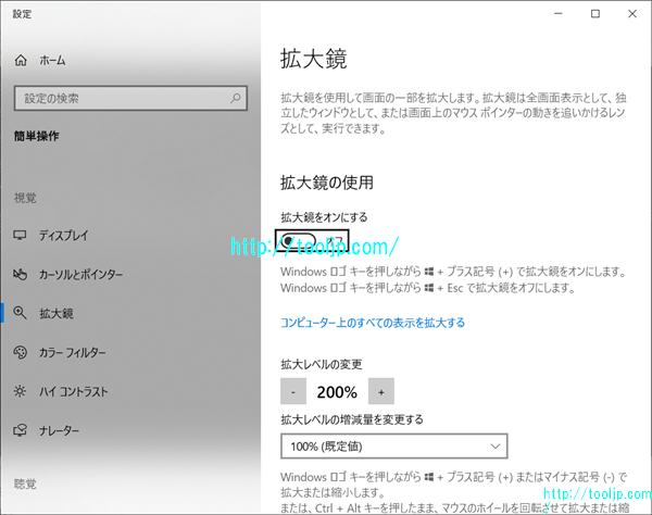 拡大鏡を設定する