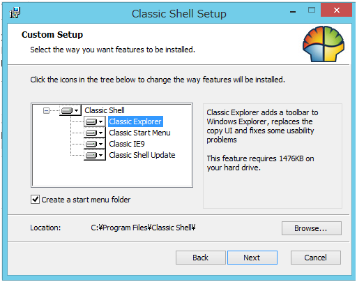 Classic Shell v3.6.5,Classic Shell v3.6.5 ̃JX^ZbgAbv(CXg[IvV̕ύX)