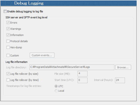 Reflection for Secure IT Server 7.2.151,Debug Logging | RSITT[o 7.2.151 ̐ݒ