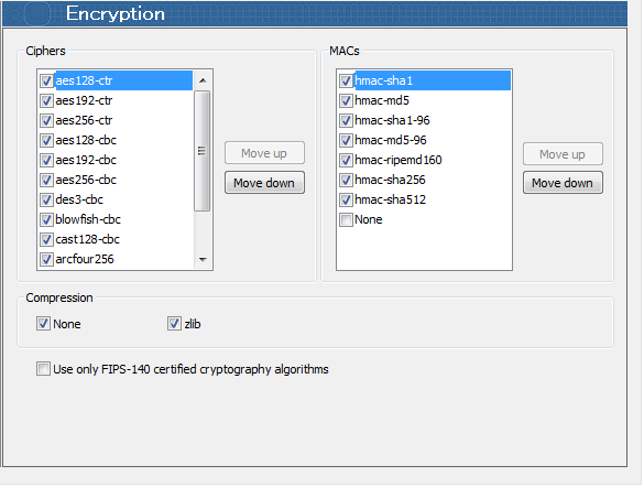 Reflection for Secure IT Server 7.2.151,Encription | RSITT[o 7.2.151 ̐ݒ